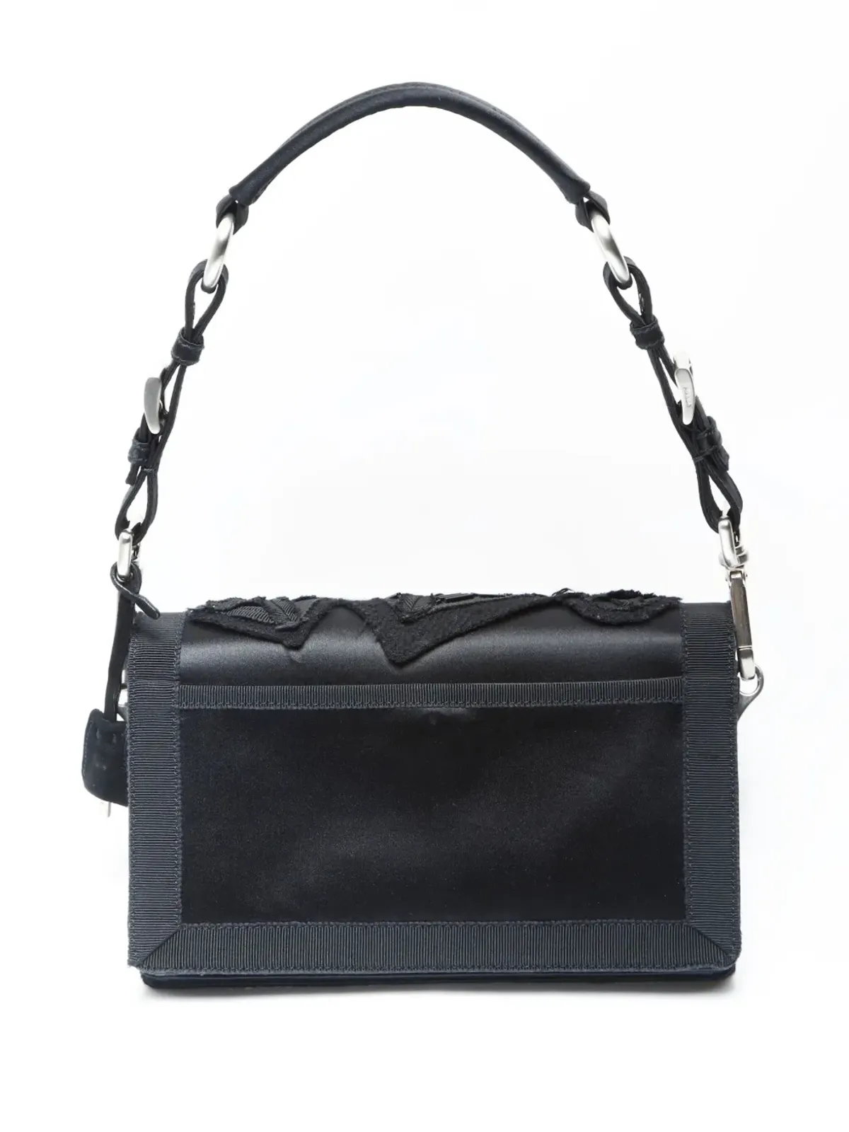 ビンテージ Prada 2000-2010 サテン ビーズ刺繍入り ショルダーバッグ - ブラック - 画像2