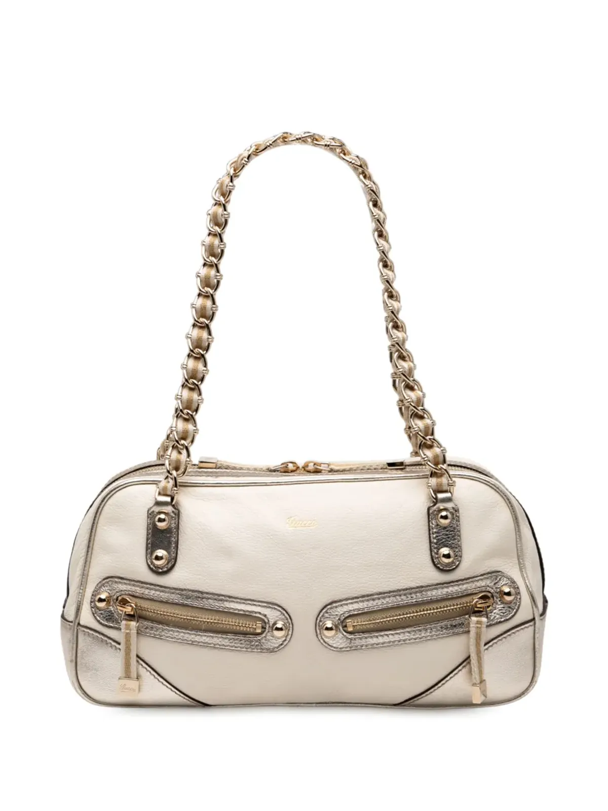 Gucci ビンテージ 2000-2015 小型レザーウェブ カプリ ショルダーバッグ - シルバー - 画像1