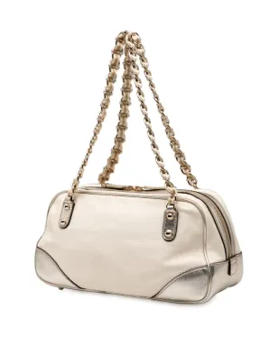 Gucci ビンテージ 2000-2015 小型レザーウェブ カプリ ショルダーバッグ - シルバー - サムネイル3