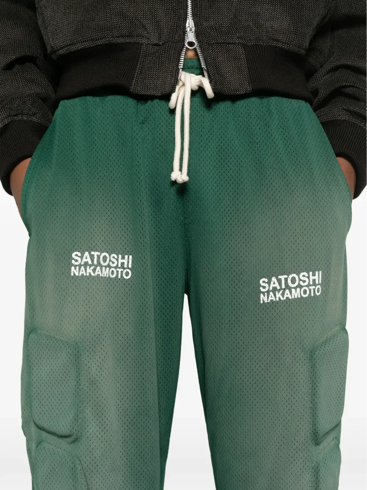 SATOSHI NAKAMOTO ロゴディテール トラックパンツ - グリーン - 画像5