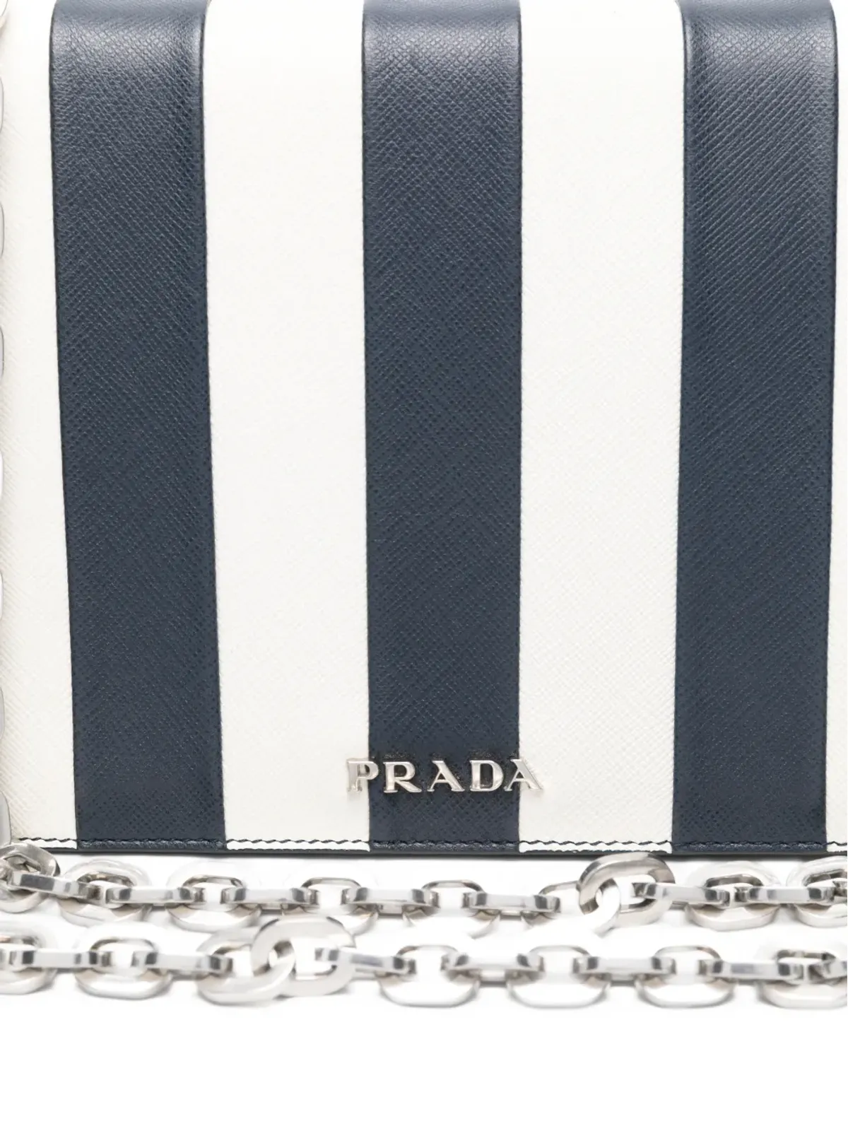 Prada ビンテージ 2010年代 ストライプ柄 チェーンストラップ バッグ - Blue - 画像4