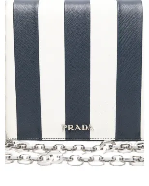 Prada ビンテージ 2010年代 ストライプ柄 チェーンストラップ バッグ - Blue - サムネイル4