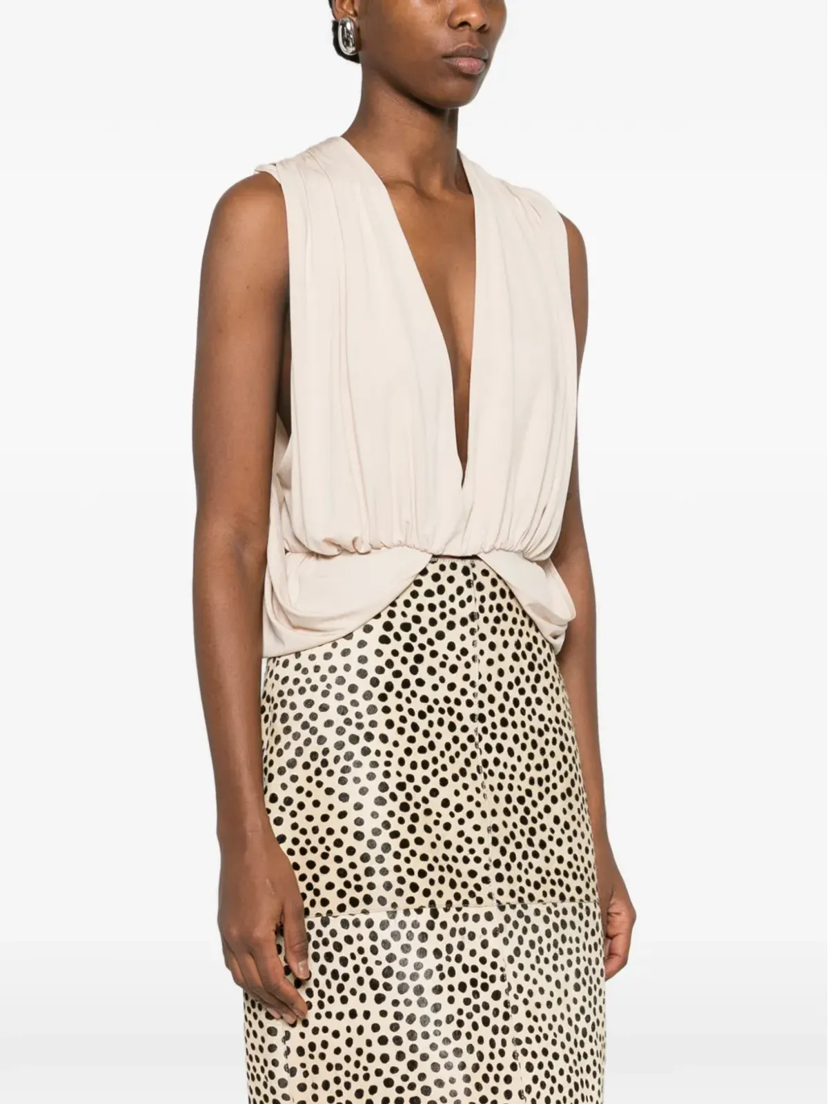 Esse Studios Solina V-neck cape top - Neutrals - 画像3