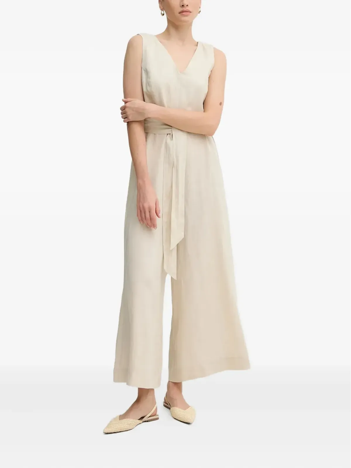 Benetton 結びウエスト ノースリーブ ジャンプスーツ - Neutrals - 画像2