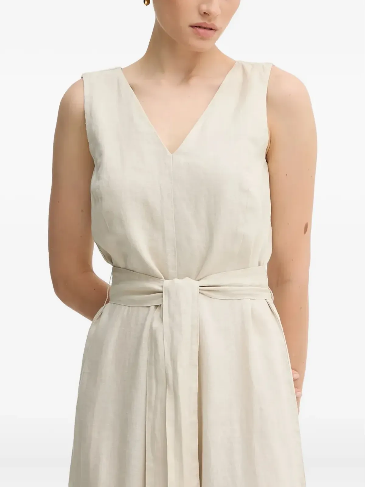 Benetton 結びウエスト ノースリーブ ジャンプスーツ - Neutrals - 画像4