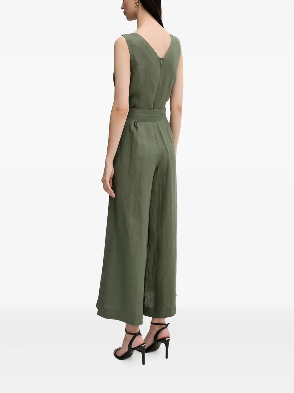 Benetton Vネック ベルト付きジャンプスーツ - 画像3