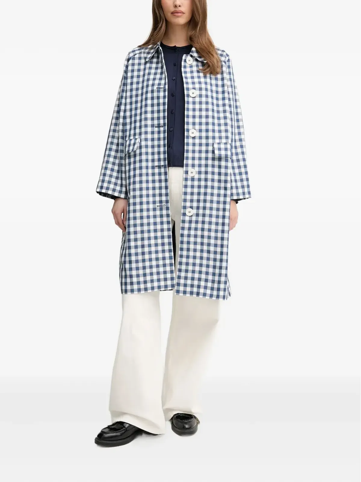 Benetton ギンガムチェックコート - 画像2