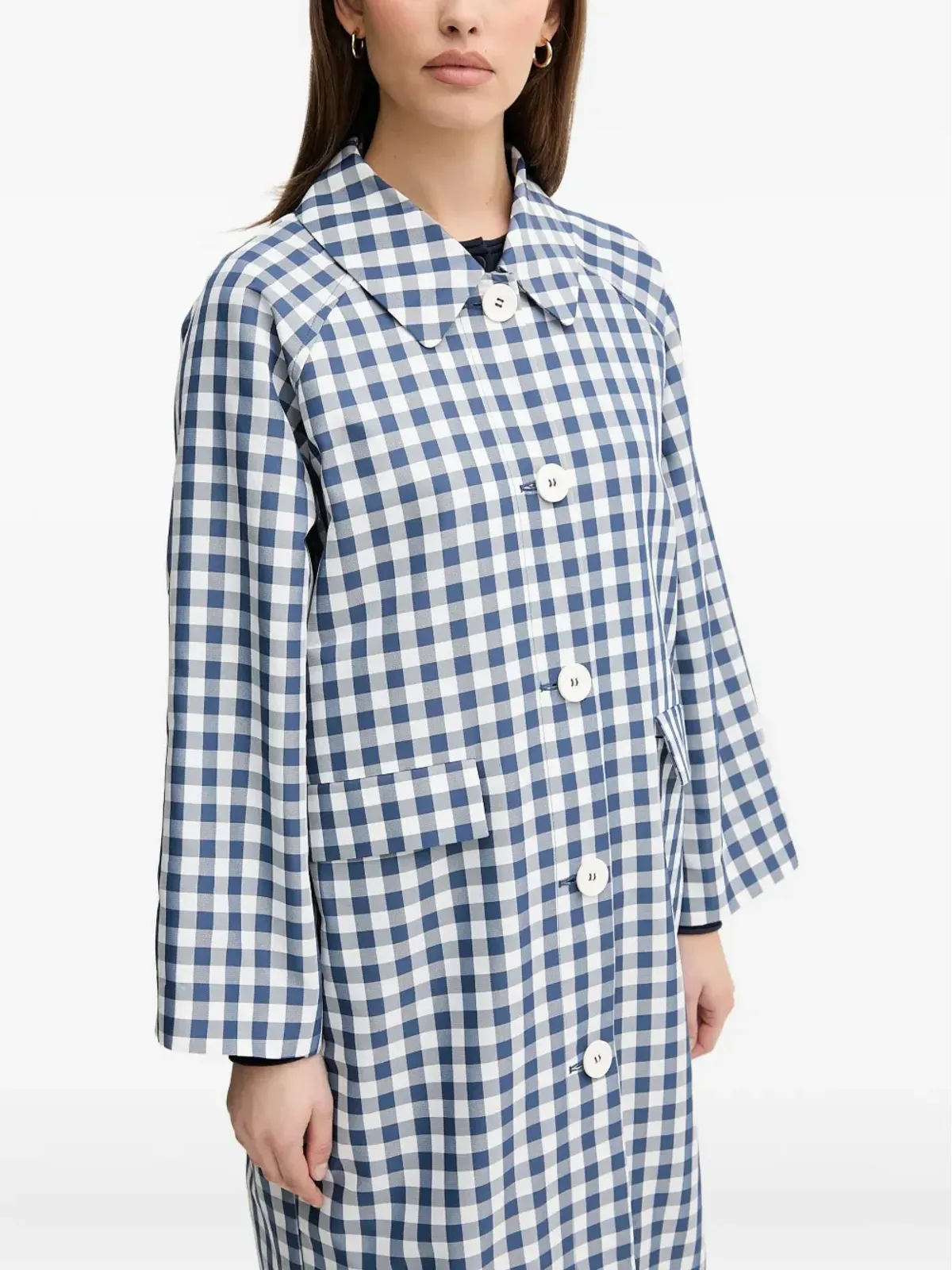 Benetton ギンガムチェックコート - 画像4
