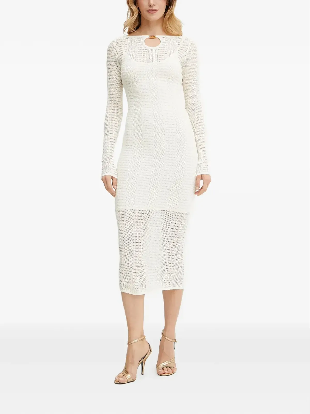 MARCIANO by GUESS エマ カットアウト長袖ミディドレス ホワイト - 画像2