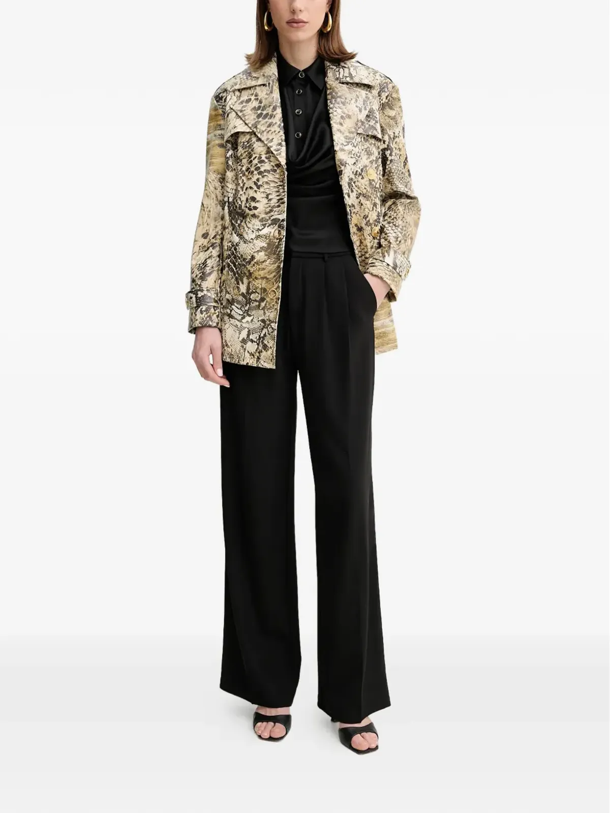 MARCIANO by GUESS ベルト付きスネークスキン柄コート - 画像2