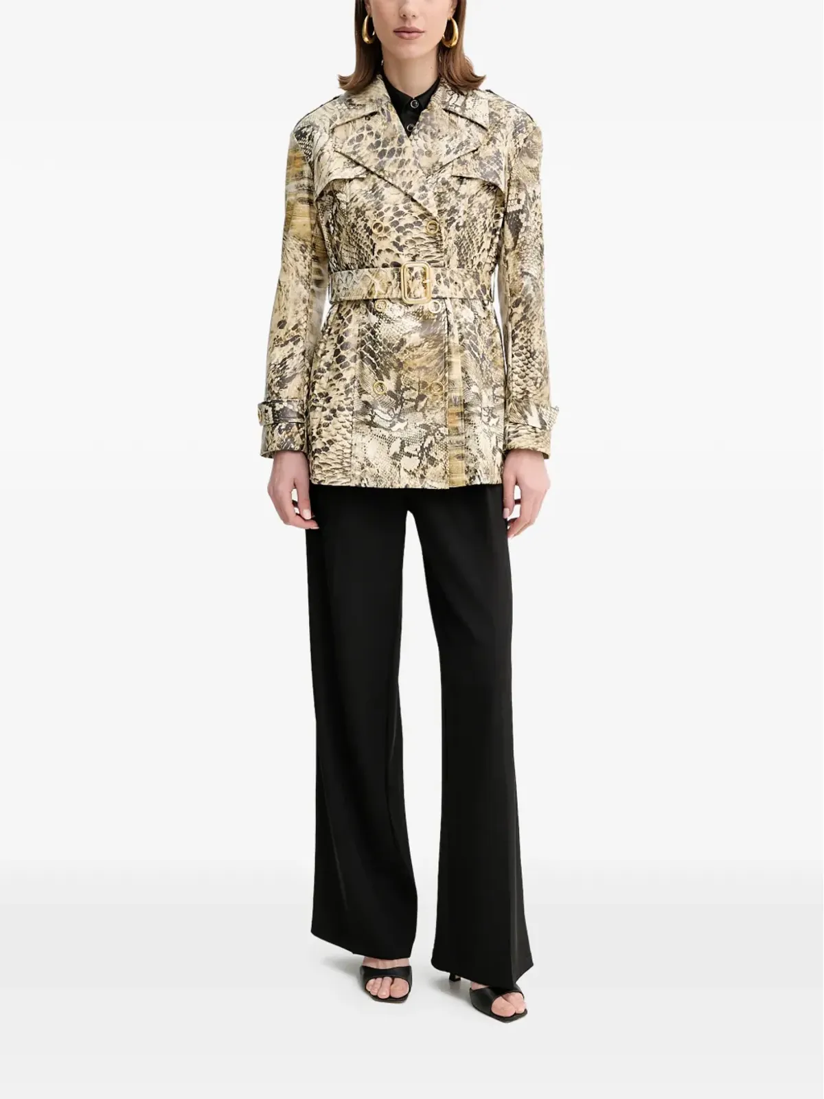 MARCIANO by GUESS ベルト付きスネークスキン柄コート - 画像3