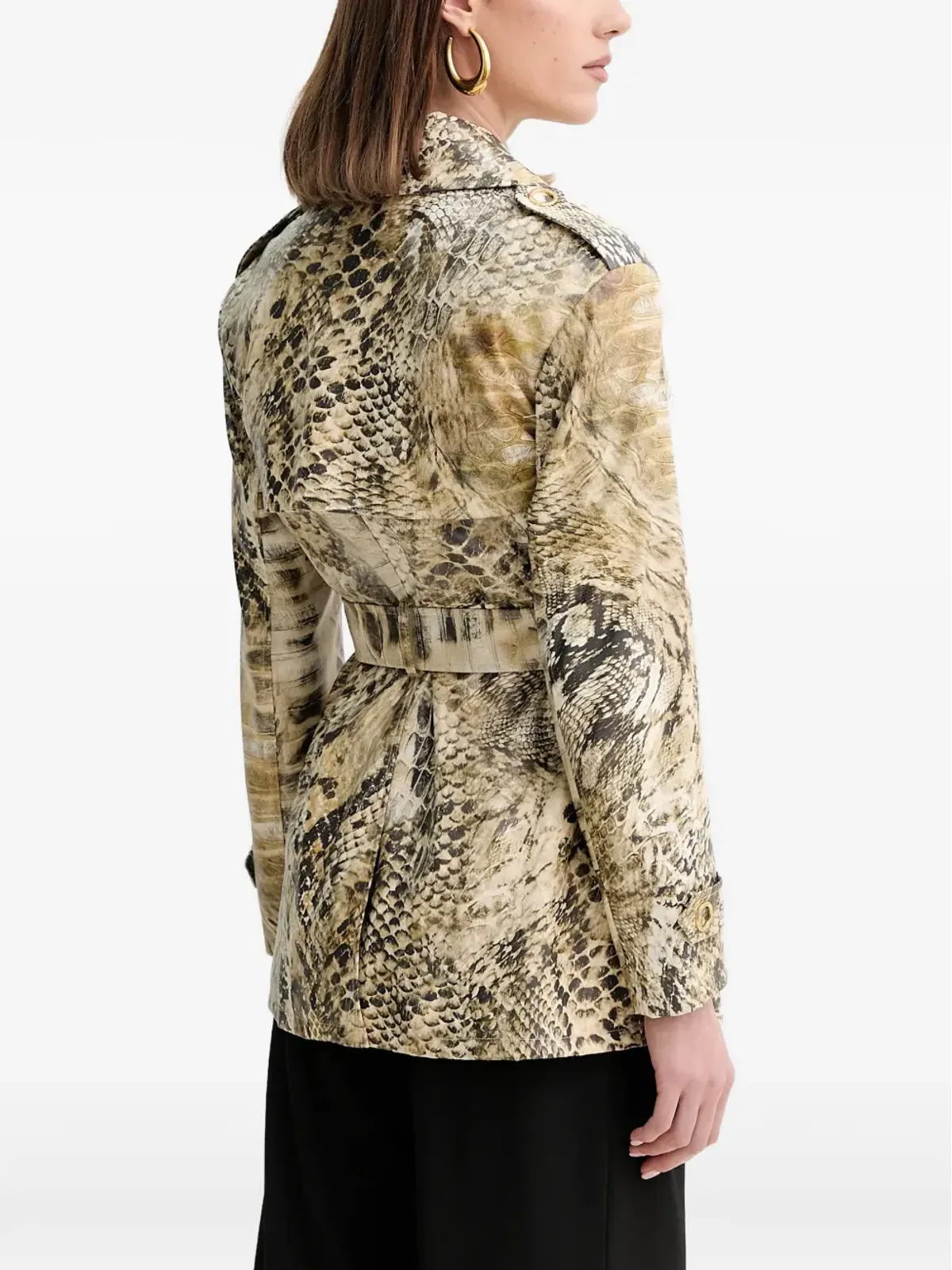 MARCIANO by GUESS ベルト付きスネークスキン柄コート - 画像4