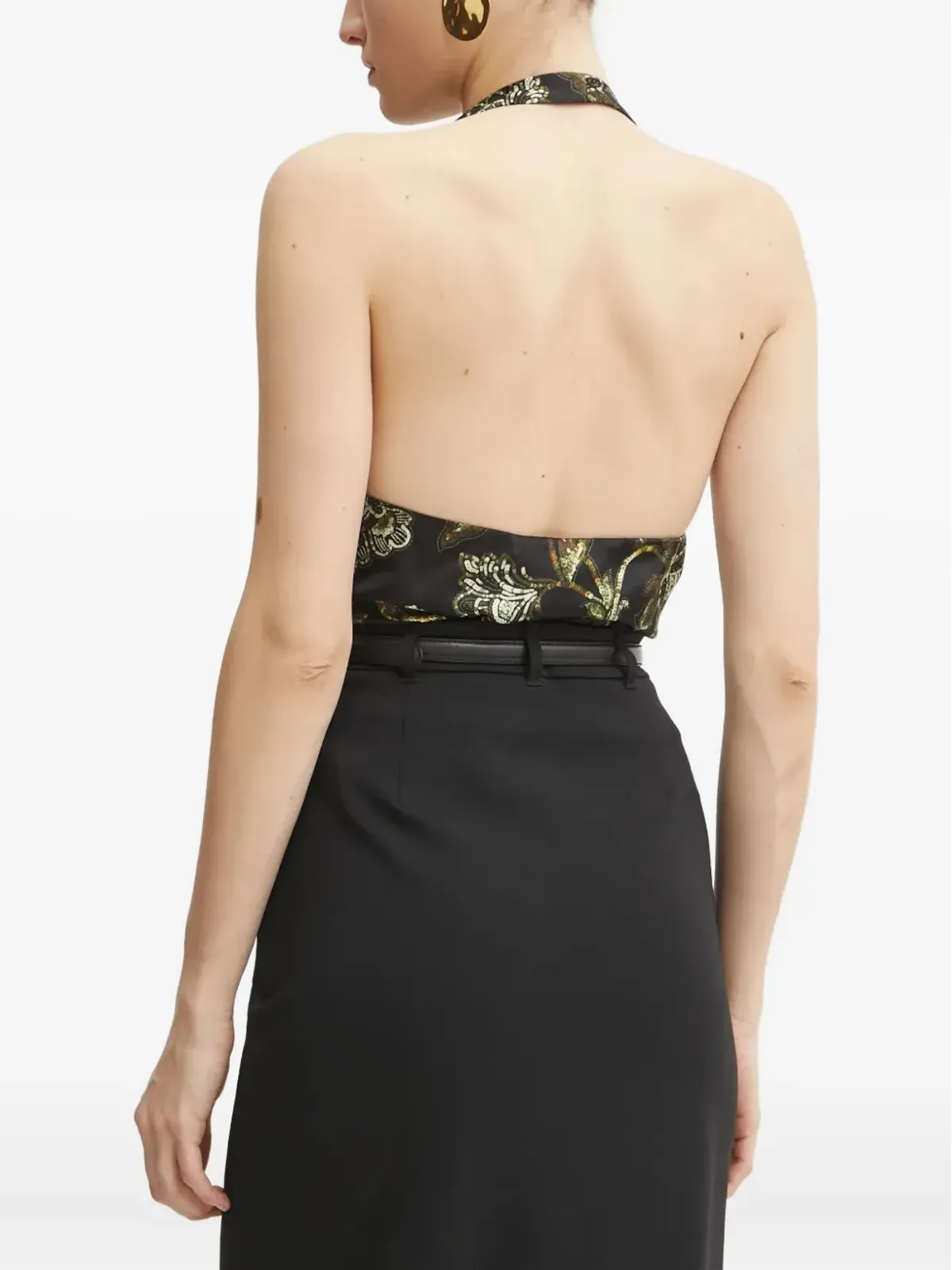 MARCIANO by GUESS ギルデッド フローラルスパンコール ボディスーツ - 画像3
