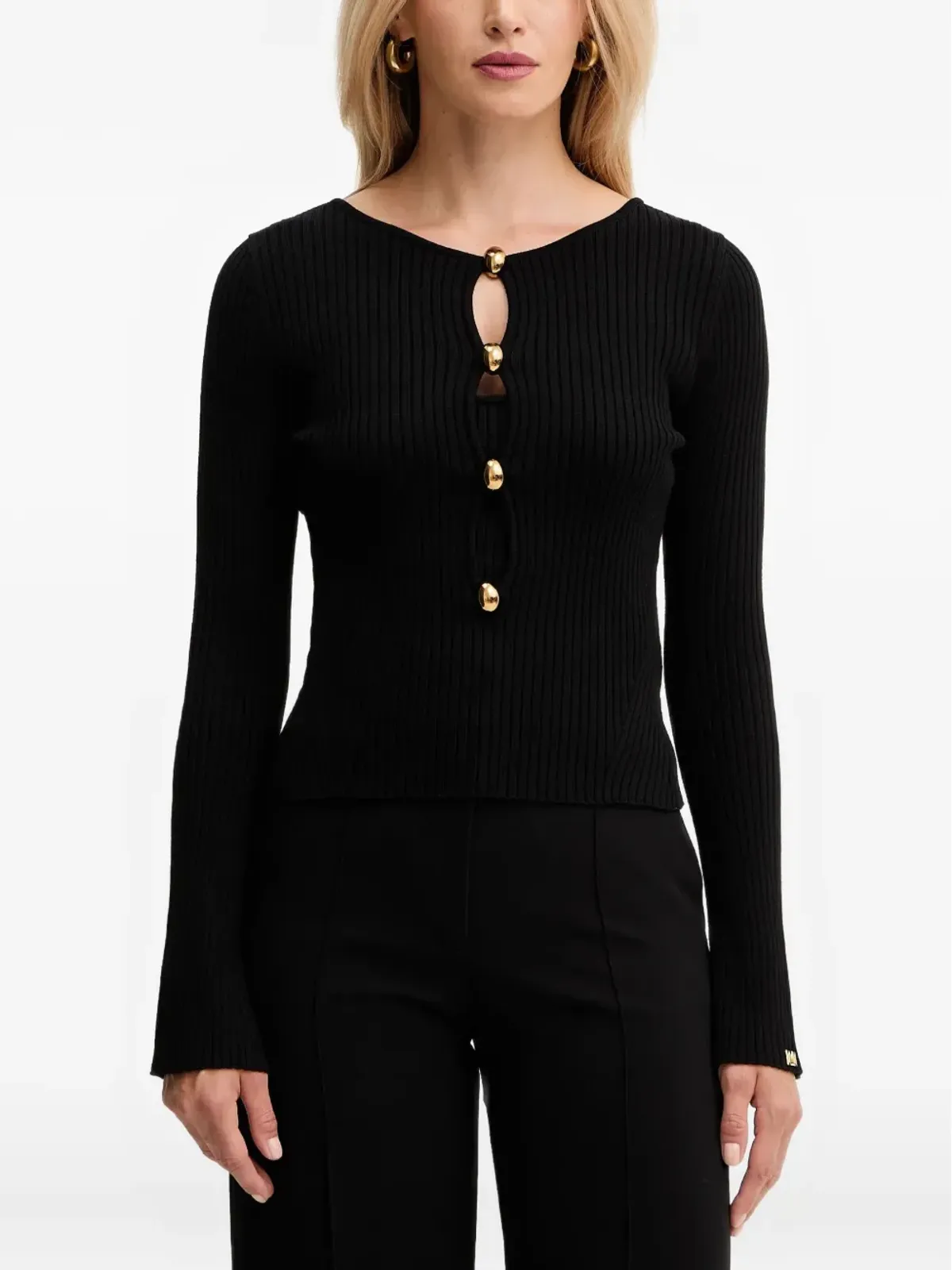 MARCIANO by GUESS ボタンディテール付きリブ編みトップ - 画像1