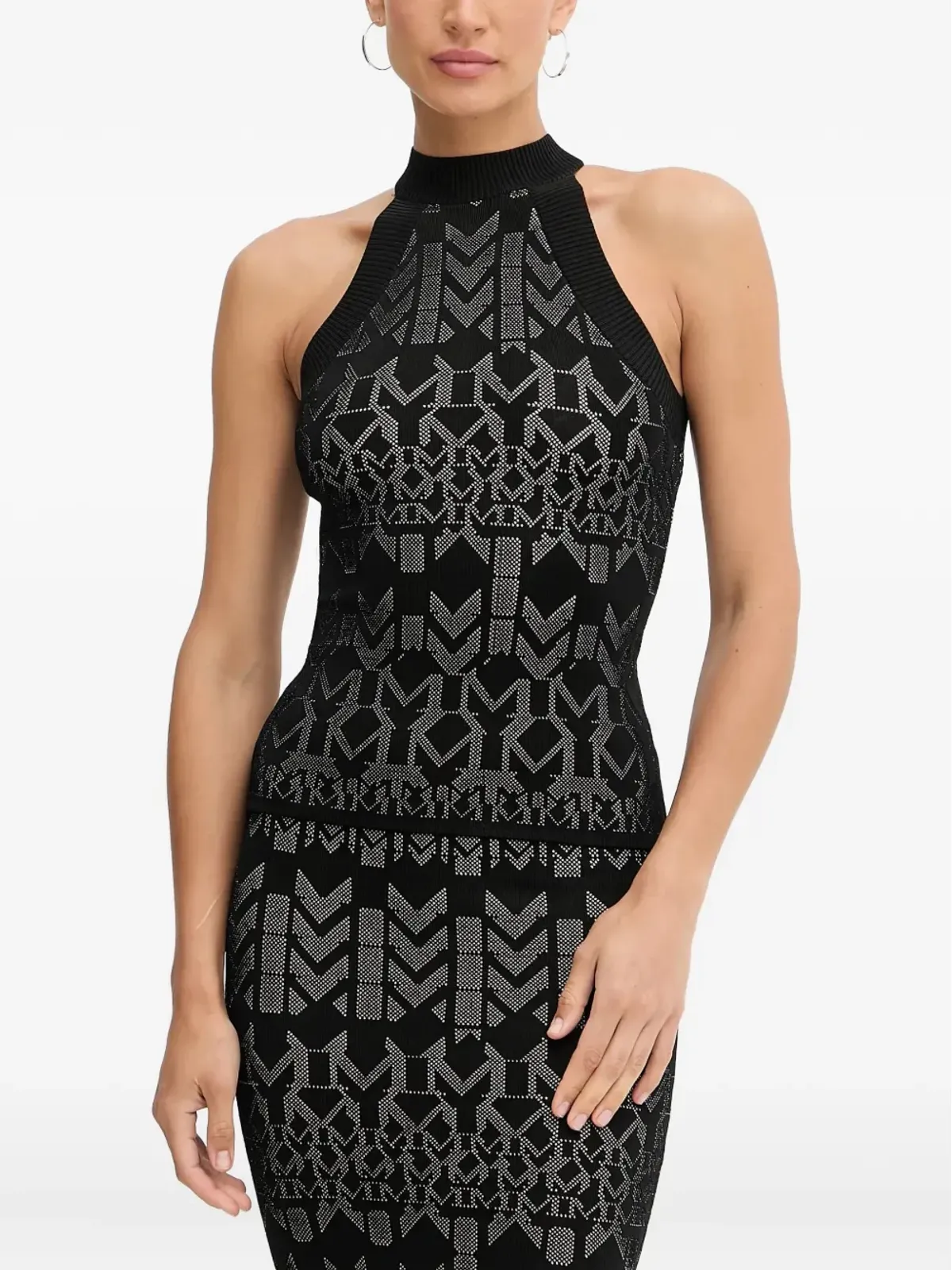 MARCIANO by GUESS ホルターネック幾何学柄トップ - ブラック - 画像2