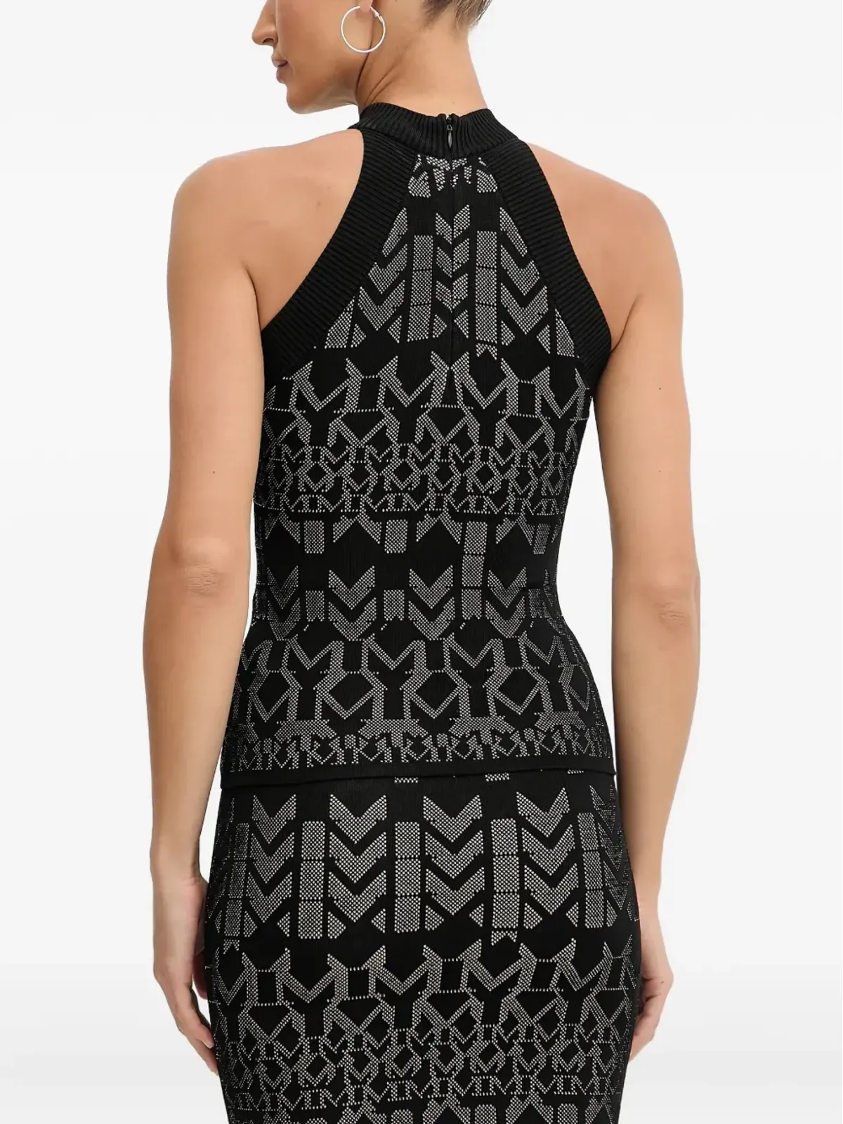 MARCIANO by GUESS ホルターネック幾何学柄トップ - ブラック - 画像3