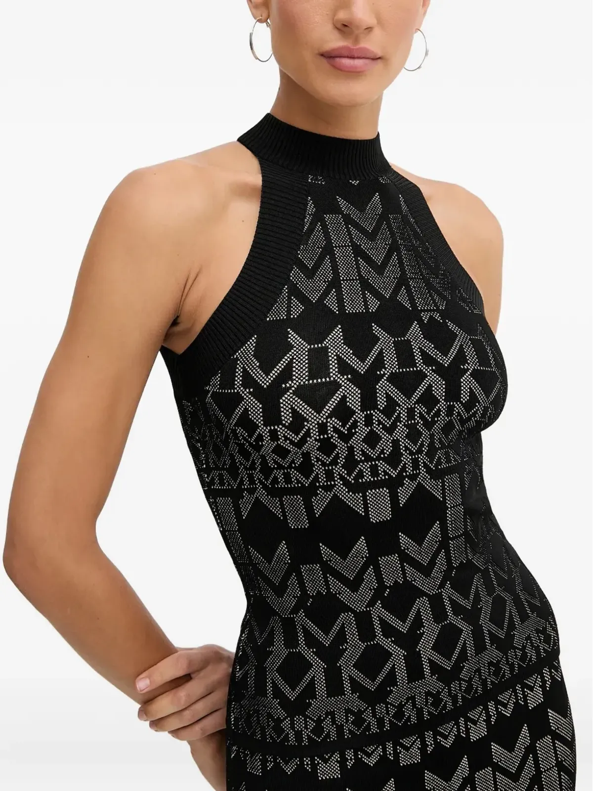 MARCIANO by GUESS ホルターネック幾何学柄トップ - ブラック - 画像4