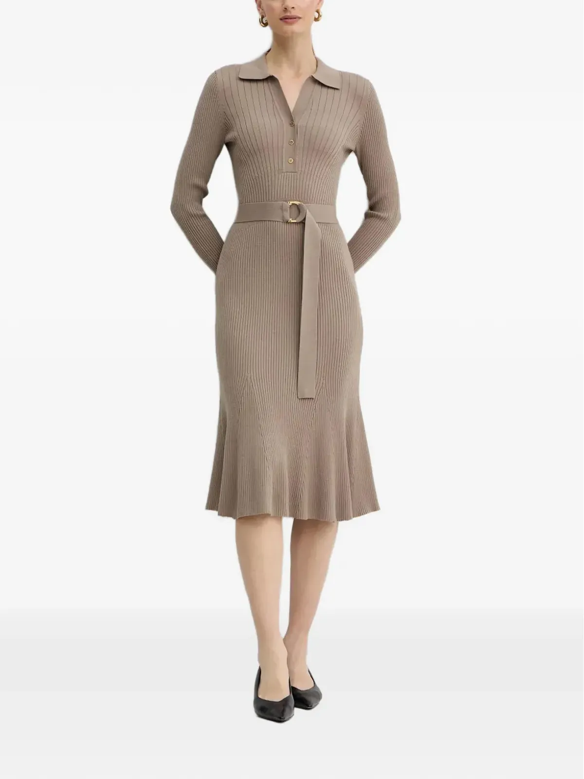 MARCIANO by GUESS リブ編みベルト付きミディドレス - 画像2