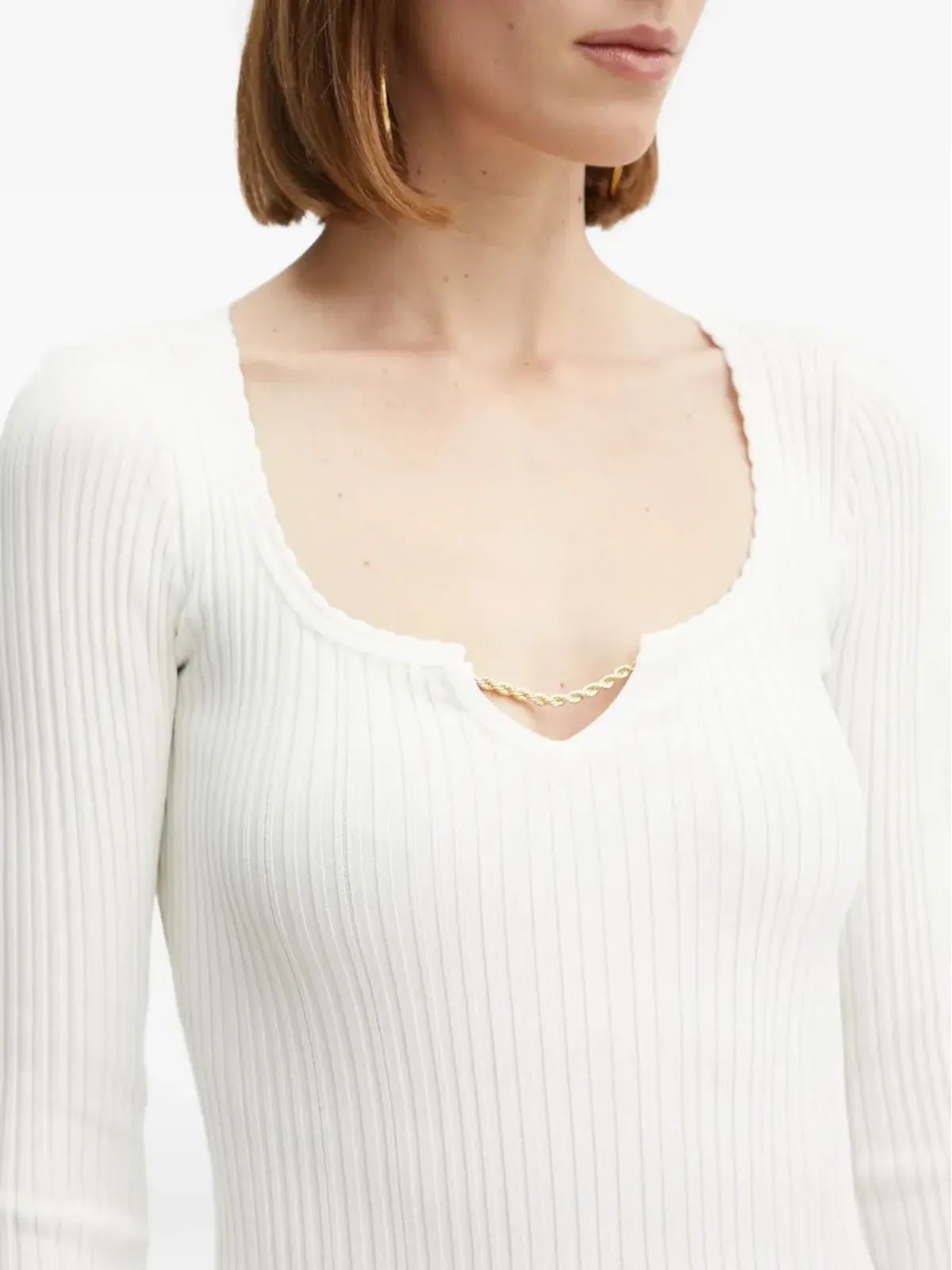 MARCIANO by GUESS チェーンディテール リブニット ミニドレス - White - 画像5