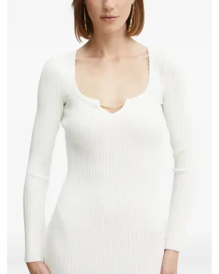 MARCIANO by GUESS チェーンディテール リブニット ミニドレス - White - サムネイル4