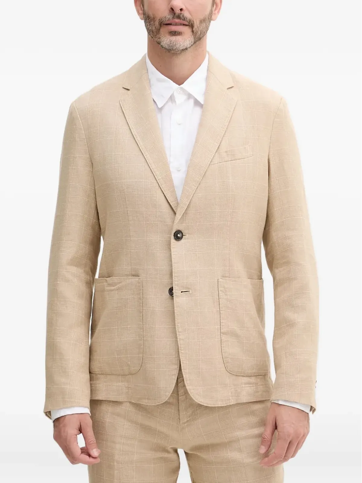 Benetton チェック柄ボタン留めスーツジャケット - 画像1