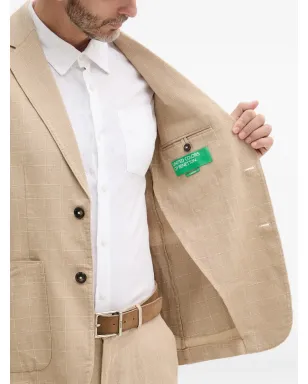 Benetton チェック柄ボタン留めスーツジャケット - サムネイル4