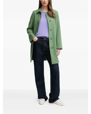 Benetton ボタン留め襟付きコート グリーン - サムネイル2