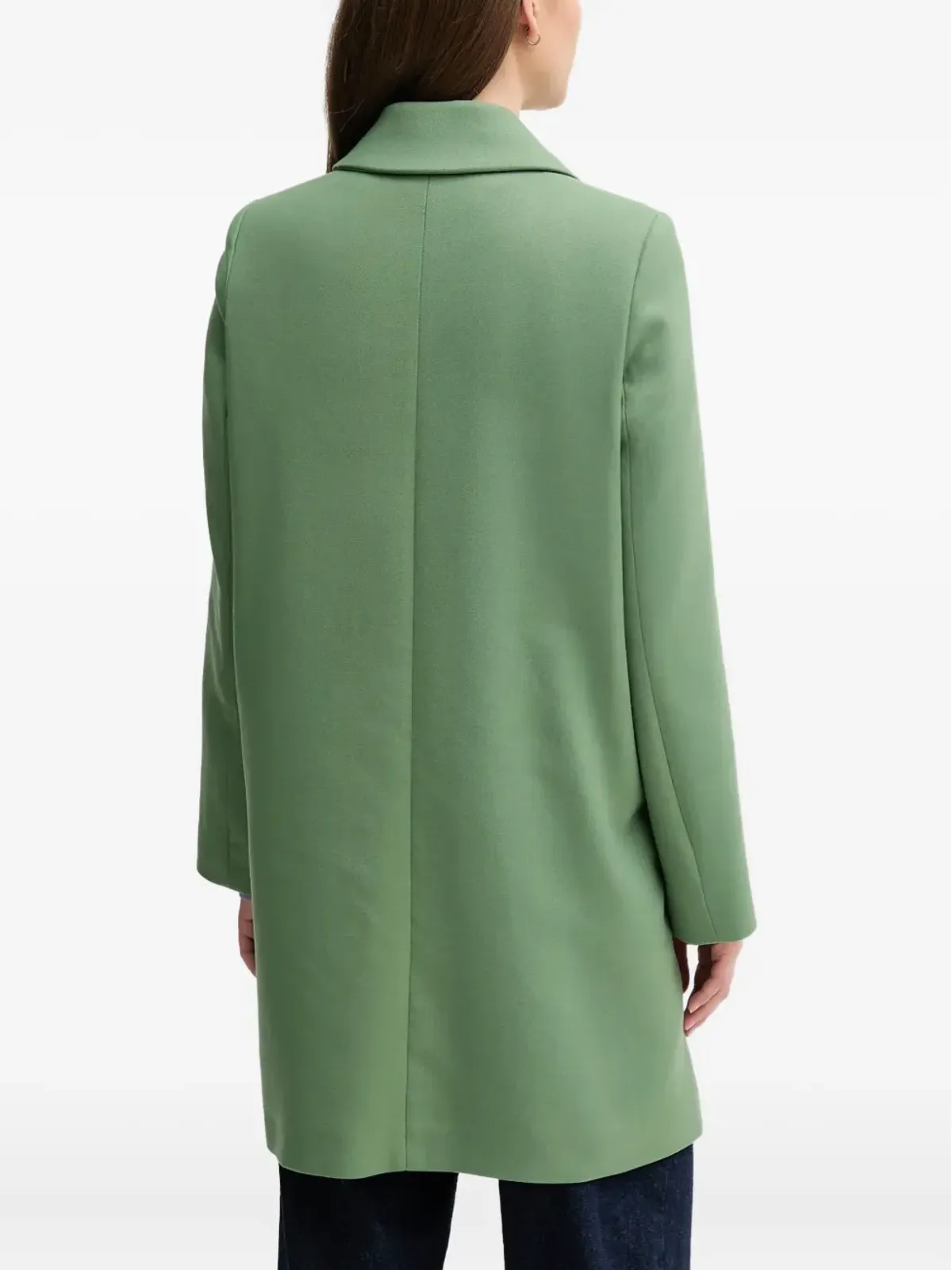Benetton ボタン留め襟付きコート グリーン - 画像3