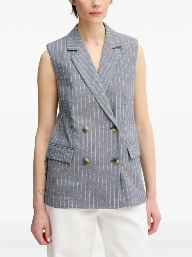 Benetton Benetton ストライプ柄 ダブルブレスト ウエストコート（グレー）の商品画像