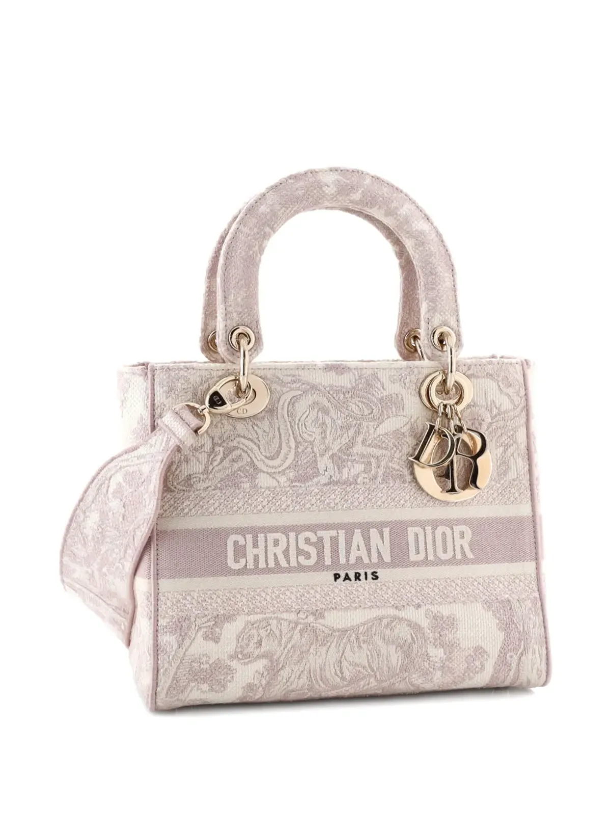 Christian Dior ビンテージ Toile de Jouy Lady D-Lite バッグ 刺繍入りキャンバス トートバッグ - 画像3