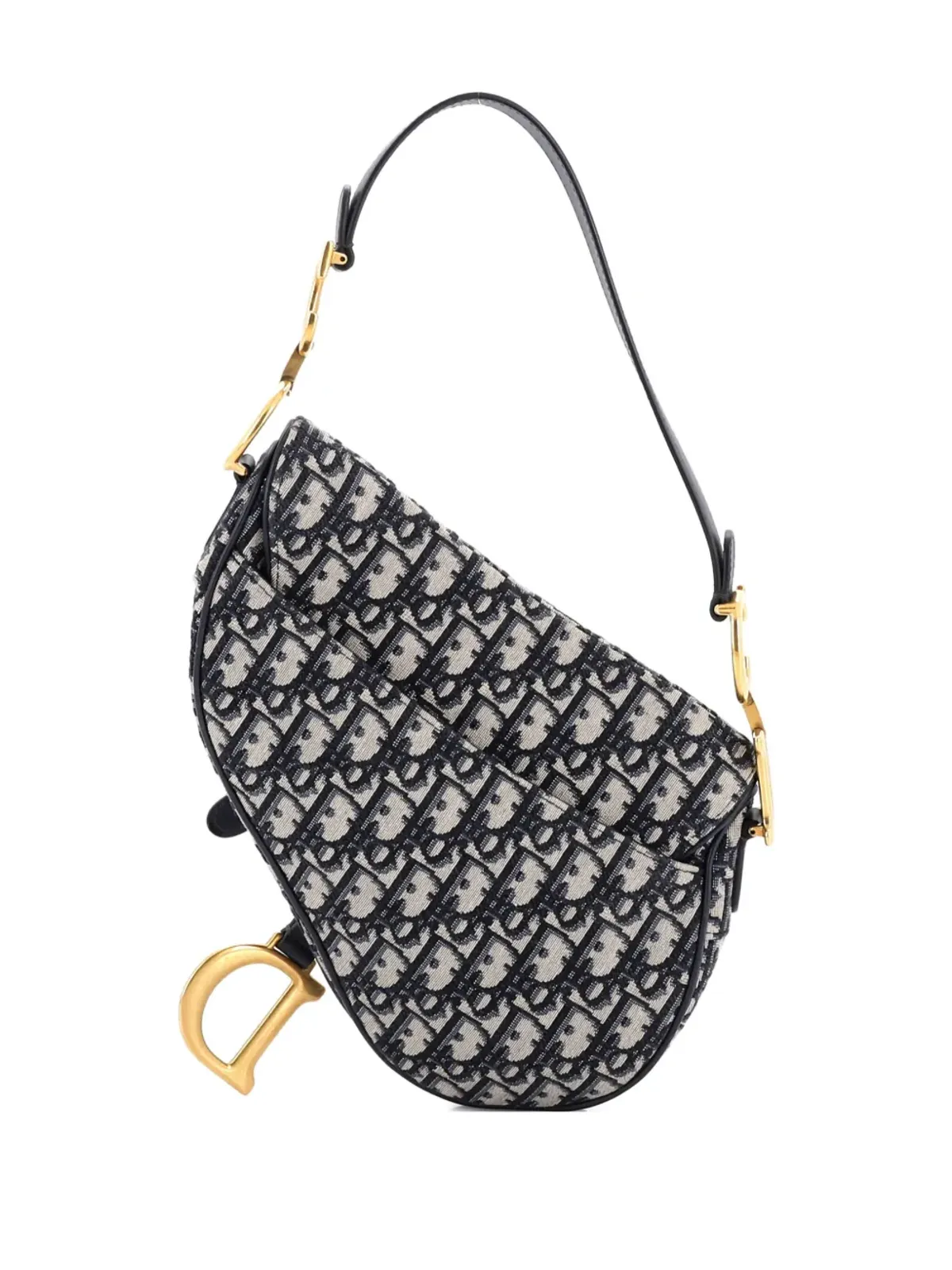 Christian Dior ビンテージ サドルハンドバッグ オブリーク キャンバス ミディアム ショルダーバッグ ブルー - 画像2