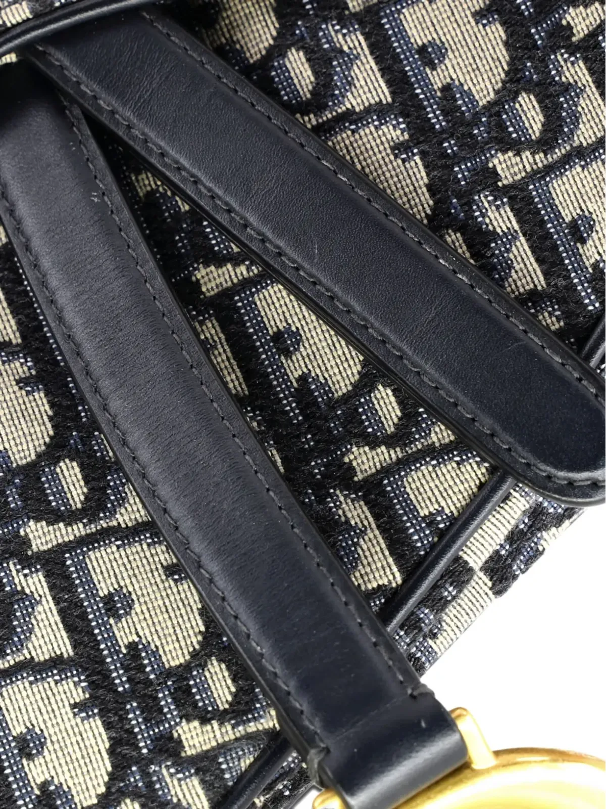 Christian Dior ビンテージ サドルハンドバッグ オブリーク キャンバス ミディアム ショルダーバッグ ブルー - 画像4