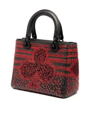 Christian Dior Pre-Owned レディ Dior サッチェル ハート刺繍モチーフ カーフレザー ブラック - サムネイル3