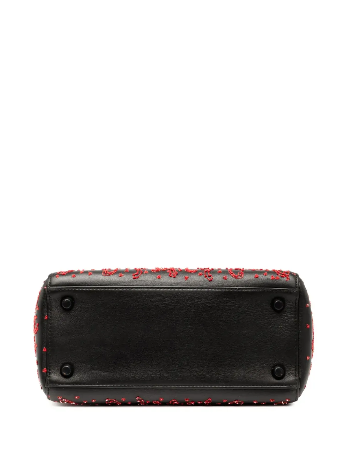 Christian Dior Pre-Owned レディ Dior サッチェル ハート刺繍モチーフ カーフレザー ブラック - 画像4