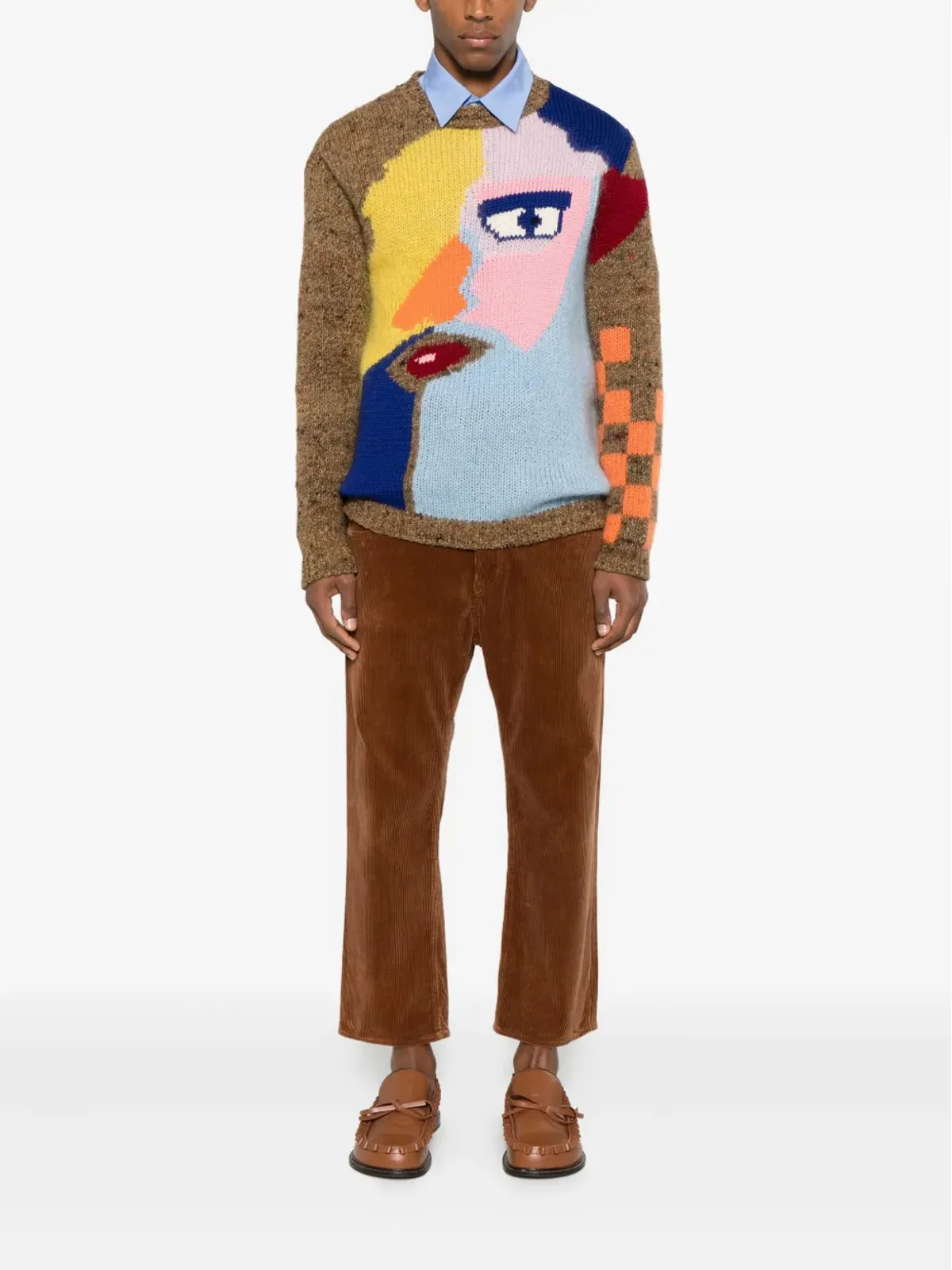 Walter Van Beirendonck ビンテージ フェイスグラフィック付きニットセーター - 画像2