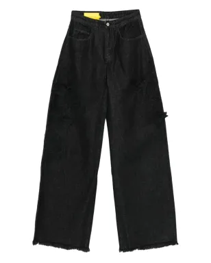 Marques'Almeida エンベリッシュドフレイドジーンズ ブラック - サムネイル1