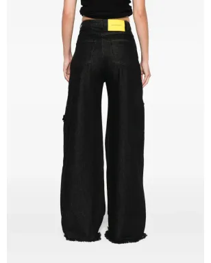 Marques'Almeida エンベリッシュドフレイドジーンズ ブラック - サムネイル4
