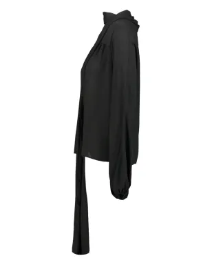 DRHOPE スカーフカラー長袖ブラウス - Black - サムネイル1