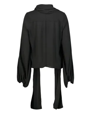 DRHOPE スカーフカラー長袖ブラウス - Black - サムネイル3