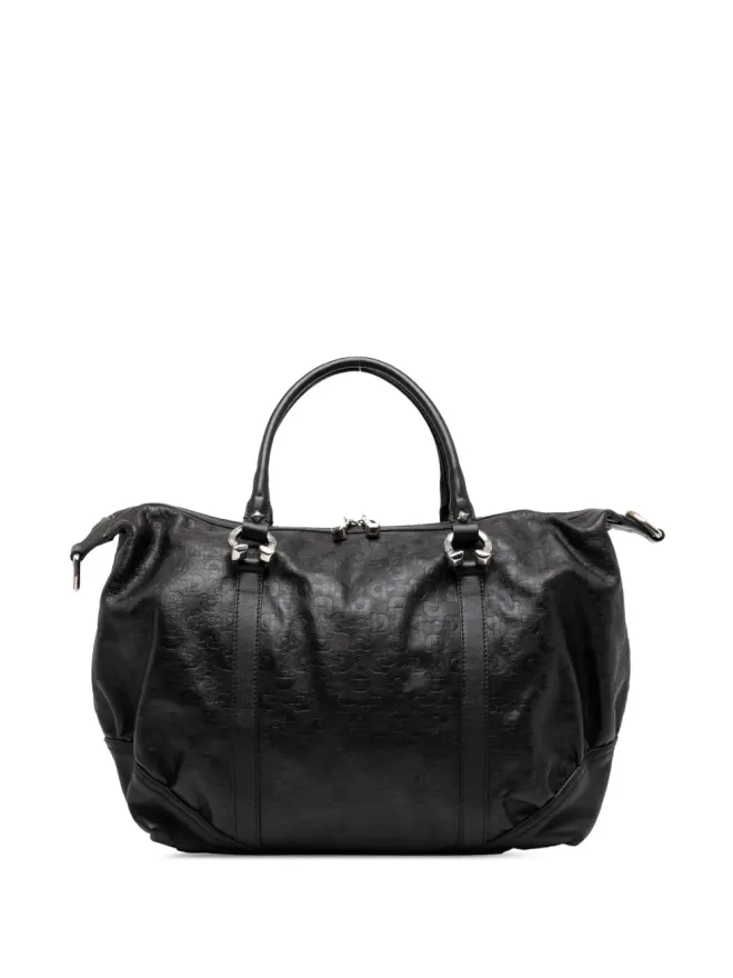 Gucci Pre-Owned Gucci ビンテージ 2000-2015 エンボス加工レザー ホースビット サッチェル ブラックの商品画像