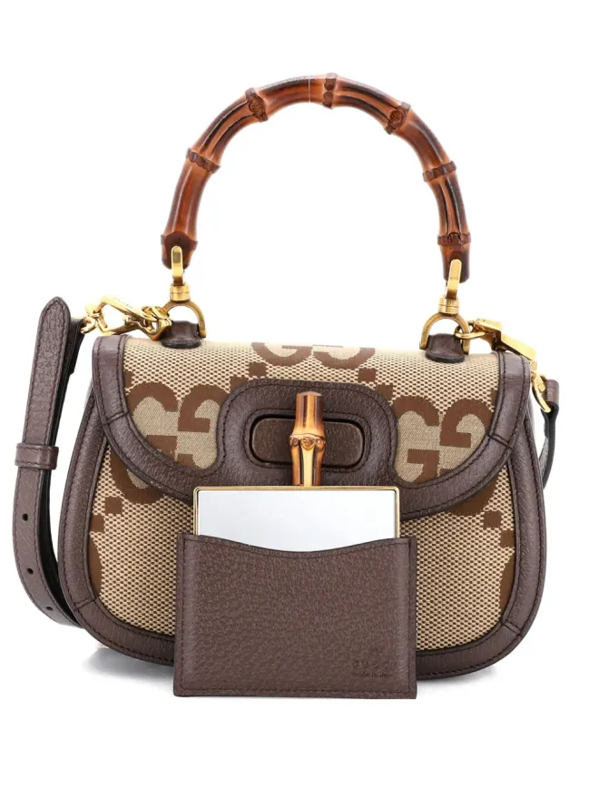 Gucci Pre-Owned Gucci ビンテージ バンブー 1947 トップハンドルバッグ ジャンボ GGキャンバス 小型サッチェル - ニュートラルカラーの商品画像