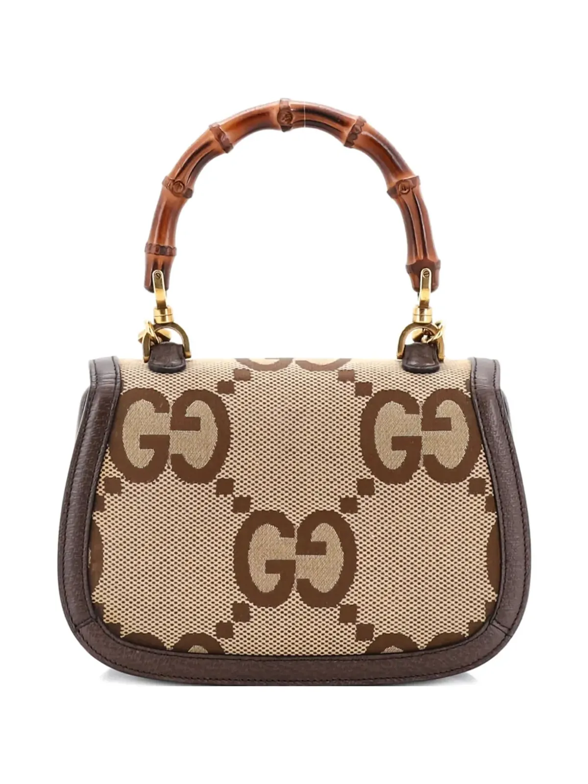 Gucci ビンテージ バンブー 1947 トップハンドルバッグ ジャンボ GGキャンバス 小型サッチェル - ニュートラルカラー - 画像2