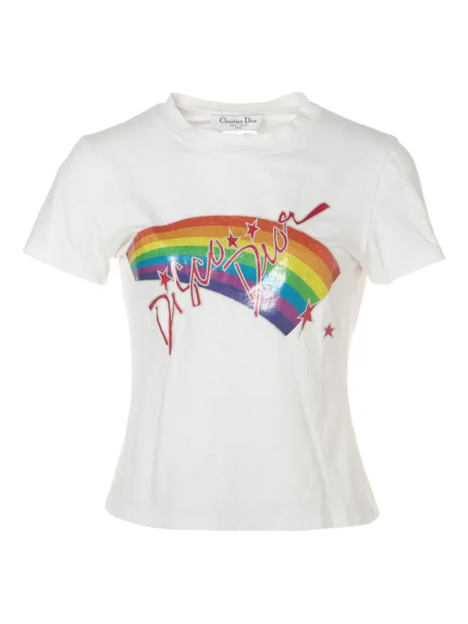 Christian Dior Pre-Owned Christian Dior ビンテージ 2002 虹色プリント Tシャツ ホワイトの商品画像