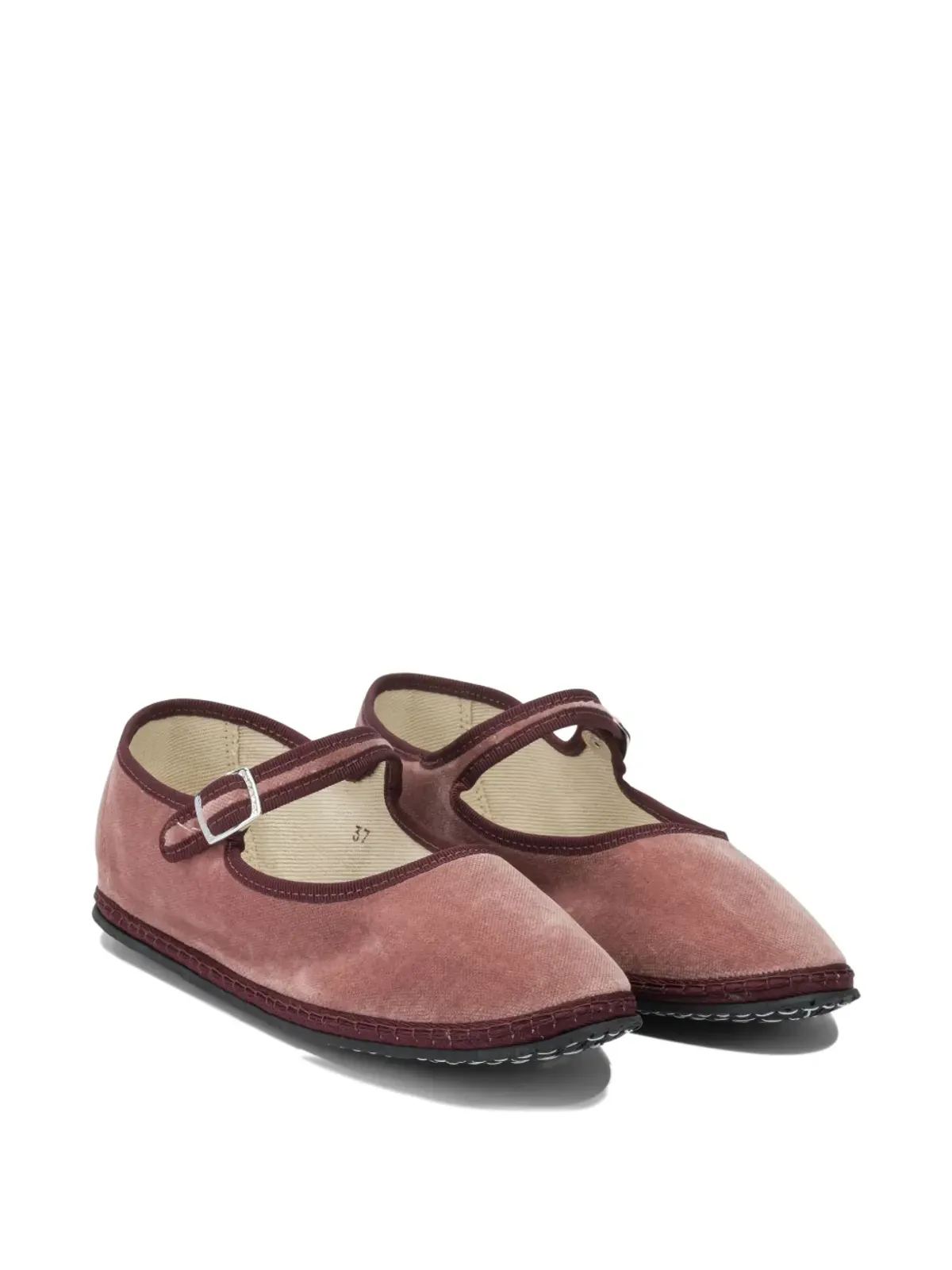 Vibi Venezia バックル付きベルベットバレエフラット - 画像2