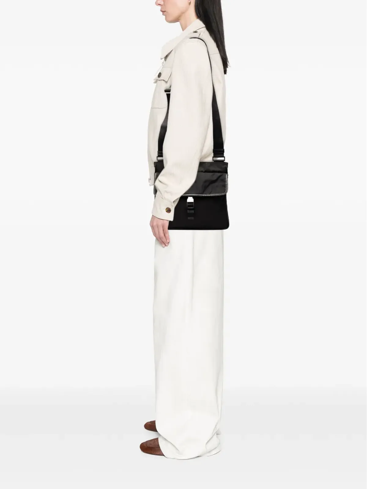 Prada ビンテージ 2013-2025 テスツォ ジップトップ クロスボディバッグ ブラック - 画像2