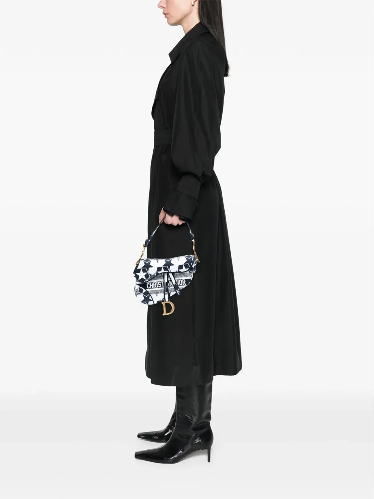 Christian Dior ビンテージ 2021 刺繍キャンバス星柄 サドルバッグ ショルダーバッグ - ホワイト - 画像2