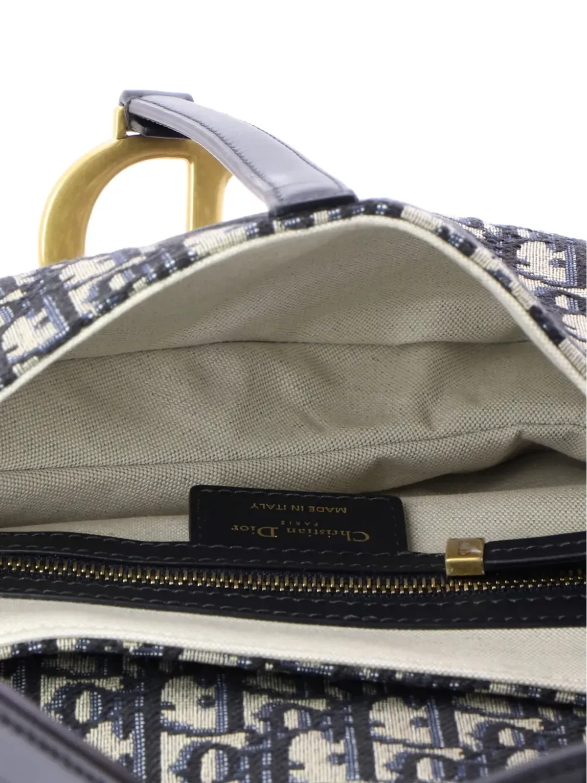 Christian Dior ビンテージ サドルバッグ ストラップ付き オブリークキャンバス ミディアムショルダーバッグ ブルー - 画像4