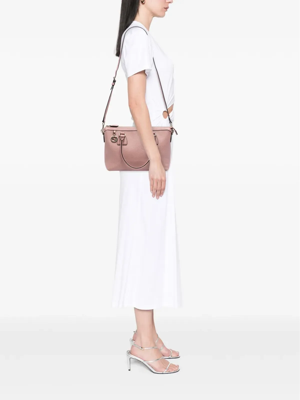 Gucci ビンテージ 2016-2025 ダドルカーフスキン GGチャーム サッチェル - ピンク - 画像2