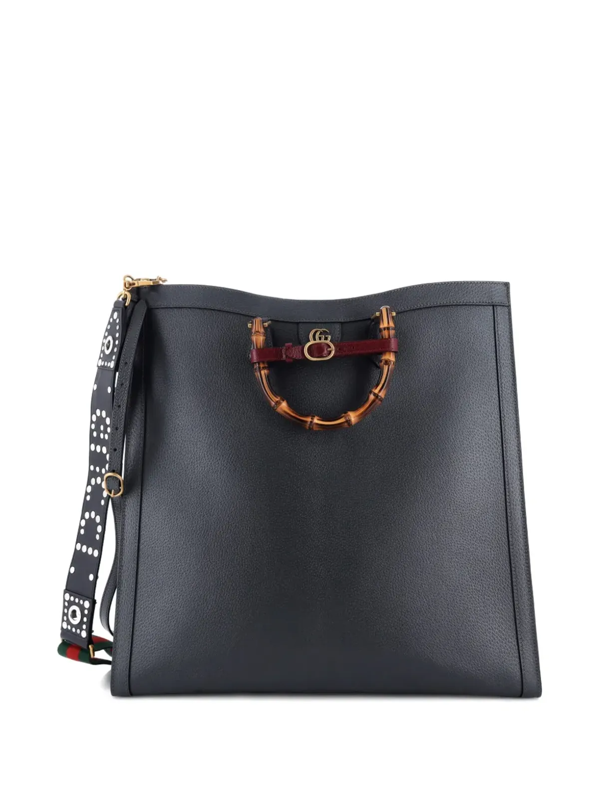 Gucci ビンテージ Diana NM バンブーハンドル レザー マキシ トートバッグ - グレー - 画像5