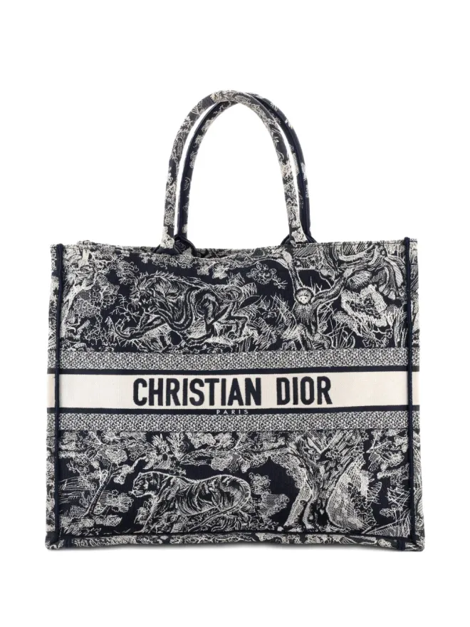 Christian Dior Pre-Owned Christian Dior ビンテージ ブック刺繍入りキャンバス大型トートバッグ - ブルーの商品画像